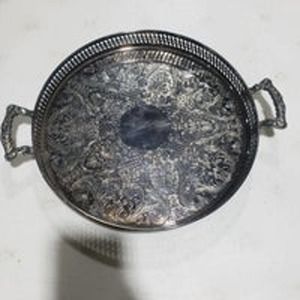 Vintage WM Rogers Silver serving engraved platter with handles